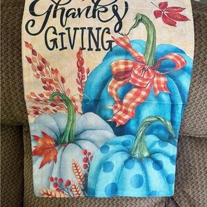 Thanksgiving Blue Pumpkin Garden Flag